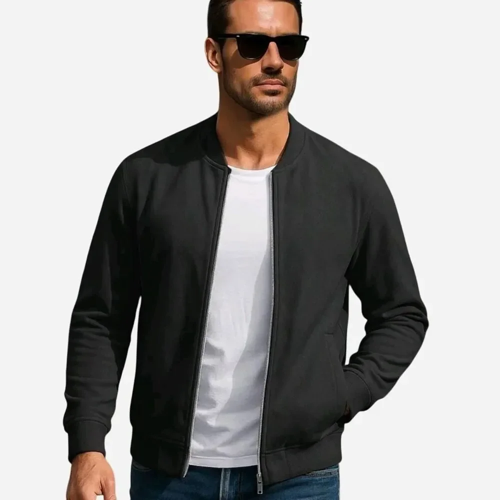Giruns Men Casual Varsity Vintage Faux Suede Bomber Jacket Lightweight Black 2XL